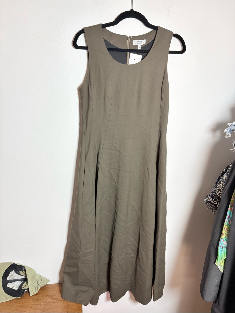 Theory Olive Green Sleeveless Maxi Dress